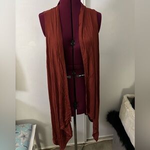 NWOT Zenana Rust Sleeveless Drape Vest, Size XL